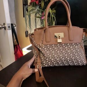 DKNYC Brown and Tan Satchel